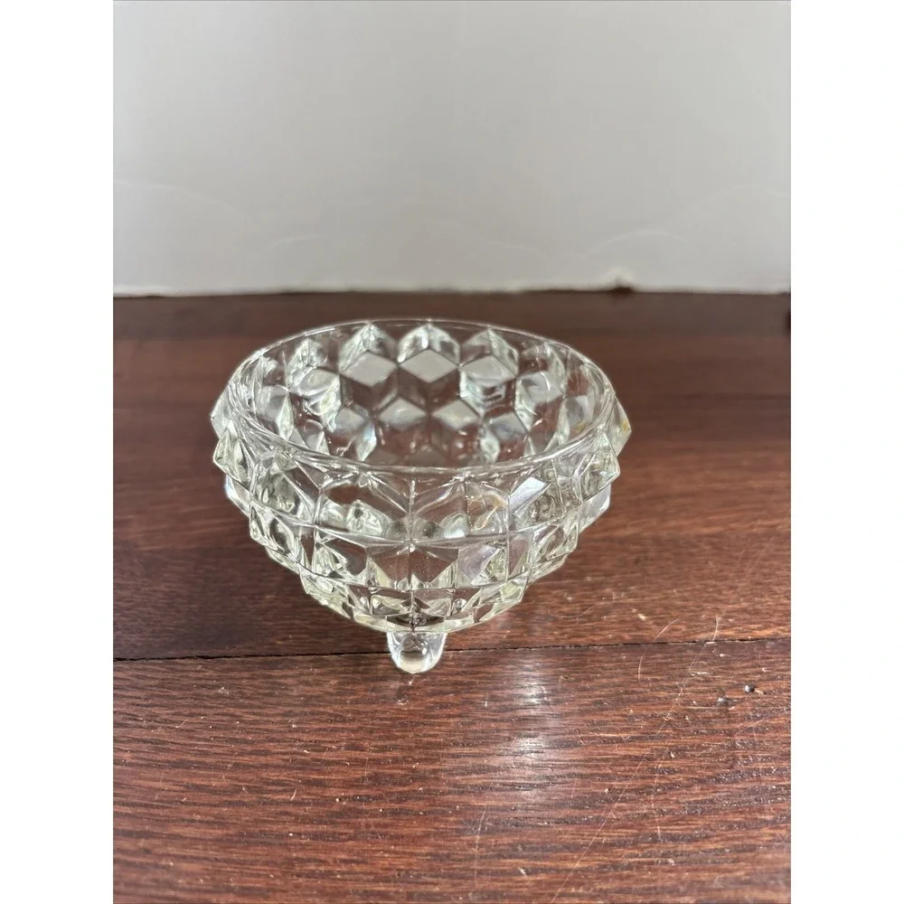 Vtg‎ Fostoria American Clear  3-Footed Open Sugar Bowl Excellent